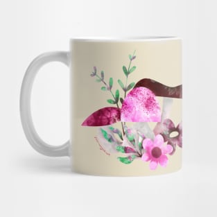 Pink Portobello Mushrooms and Flowers Mug